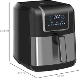 HOMCOM-Heißluftfritteuse-Stahl, Kunststoff-36,5L x 29B x 33,8H cm-Schwarz — thumbnail 6