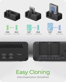 ICY BOX IB-2924MSCL-C31 Kloon- & Docking Station voor 2,5"/3,5" SATA & M.2 NVMe SSD – USB 3.2 Gen 2 Type-C®, tot 10 Gbit/s, one-touch stand-alone kloonfunctie, 3 gelijktijdige schijven, LED-status, plug & play — thumbnail 5