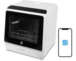 GudeaSmart® Mini Vaatwasser Incl. App – Afwasmachine – 5 Programma’s – 900 Watt – 42,5 x 42,8 x 45,8 cm - Wit