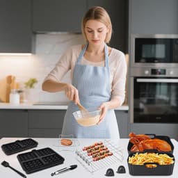 Allecto plus - Airfryer Accessoireset met Silicone Vorm en Grillrooster - 11-delige Set voor heteluchtfriteuse - Wafelvorm en Keukentang - Bakaccessoires - Compatibel met 6 l/3 l Modellen - Koken - Keukenaccessoires - Accessoires voor Friteuse — thumbnail 6