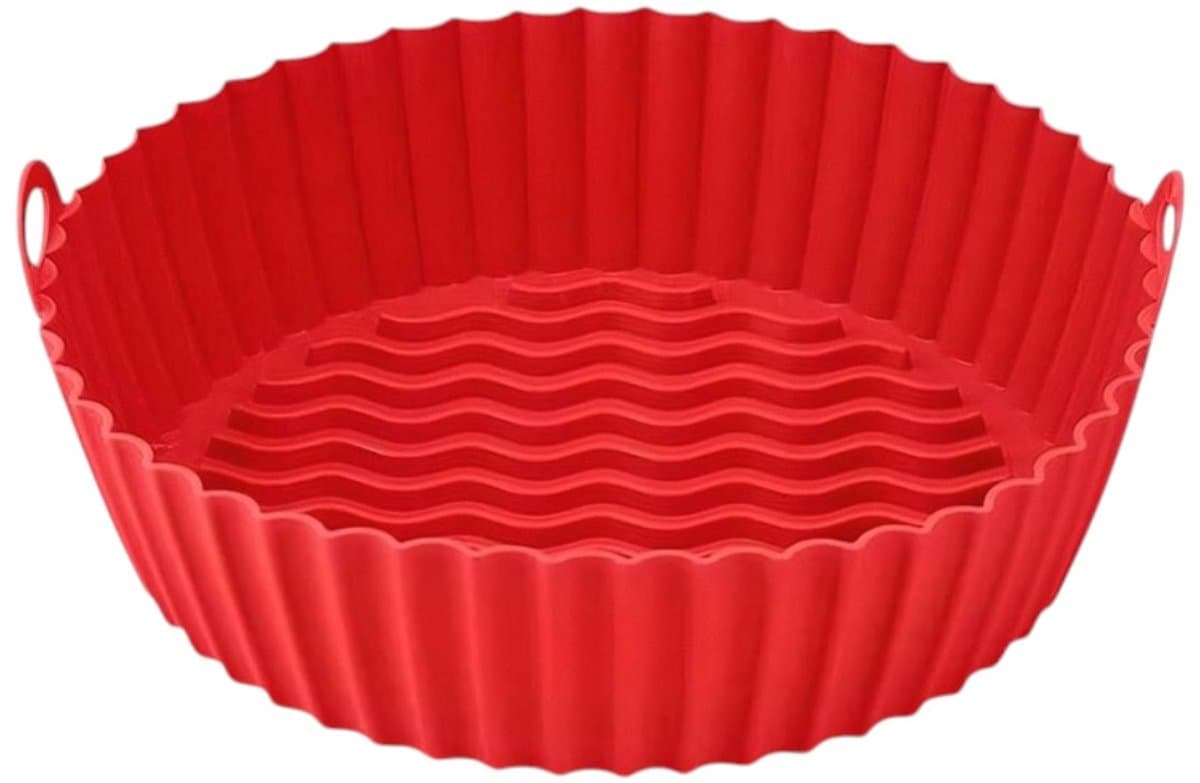 HipWare - Airfryer Siliconen mandje - Antiaanbaklaag - Vaatwasserbestendig - Rond - Rood — afbeelding 1