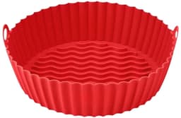 HipWare - Airfryer Siliconen mandje - Antiaanbaklaag - Vaatwasserbestendig - Rond - Rood — thumbnail 1