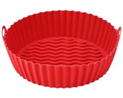 HipWare - Airfryer Siliconen mandje - Antiaanbaklaag - Vaatwasserbestendig - Rond - Rood