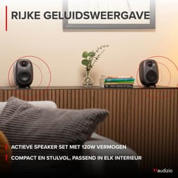 Stereo set - Audizio RS60 HiFi speakers - Boekenplank speakers - Bluetooth - Donkergrijs - 120W — thumbnail 5