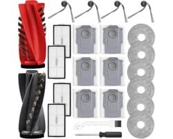 24 stuks accessoires gescht voor Roborock Saros 10R / Qrevo CurvX robotstofzuiger, 2 hoofdborstels, 6 stofzakken, 6 dweilpads, 4 HEPA-filters, 4 zijborstels, 1 reinigingsborstel, 1 schroevendraaier