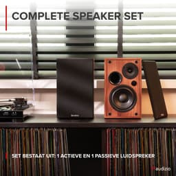 HiFi stereo set - Audizio KS02 - Boekenplank speakers - Bluetooth - Houtlook - 80W — thumbnail 2