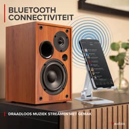 HiFi stereo set - Audizio KS02 - Boekenplank speakers - Bluetooth - Houtlook - 80W — thumbnail 5