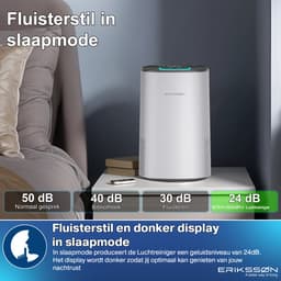 Erikssøn Luchtreiniger Elite - HEPA-14 Filter - Wit - 240 m3/u - Vermindert Stof En Pollen - Met Hepa Filter - Met Ionisator - Air Purifier - Clean Air — thumbnail 6