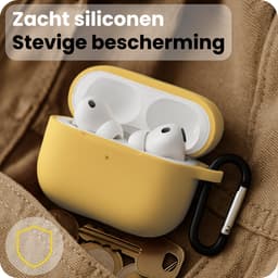 Hoesje Geschikt voor Apple Airpods Pro 3 - Siliconen Hoes met Clip - Silicone Case Cover - Geel — thumbnail 4