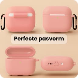 Case - Geschikt voor Apple Airpods Pro 3 - Siliconen Hoes met Clip - Silicone Hoesje Cover - Lichtroze — thumbnail 3
