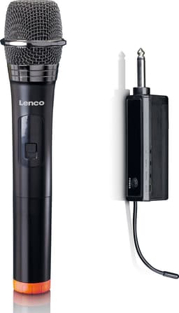 Lenco Microfoon Draadloos - Microfoon -MCW-011BK - Draadloze Microfoon met 6,3 mm ontvanger - Plug & Play - Zwart — thumbnail 1
