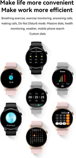DrPhone DTX Ultra2 – 1.43 Inch AMOLED Smartwatch – Smartwatch Met Mobiele App – Always On Smartwatch – Volledige Belfunctie – Zuurstof/Hartslag/Bloeddruk meter - Zwart — thumbnail 3