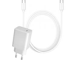 65W Snellader + Lange USB-C naar USB C Kabel - 3 Meter - Super Fast Charge 2.0 - Quick Charge 4.0 - Snellader - Wit - Geschikt voor iP15, Air, Pro, Laptop, GSM, Tablet, Telefoon, Mobiel