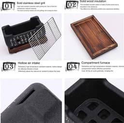 Konro Grill - Japanse BBQ Grill - Shichirin BBQ - Houtskoolbarbecue - Keramisch Japanese Yakitori Grill - Hibachi Kookoppervlak 36x18cm — thumbnail 5