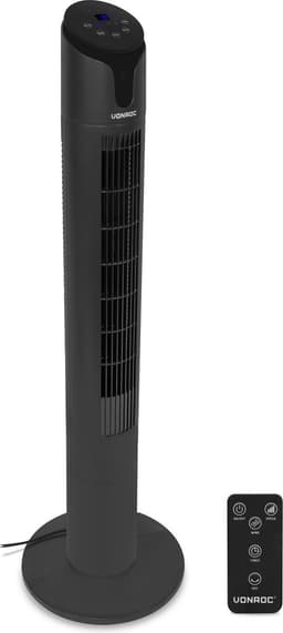 VONROC Luxe Ventilator - Torenventilator – hoogte 110 cm – Incl. afstandsbediening - 3 snelheden – zwenkfunctie - 15 uurs timer - zwart — thumbnail 1