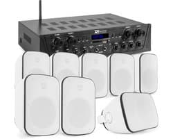 Geluidsinstallatie met Bluetooth - PV240BT 4-zone stereo versterker audio + 8 BD50W speakers - 5''