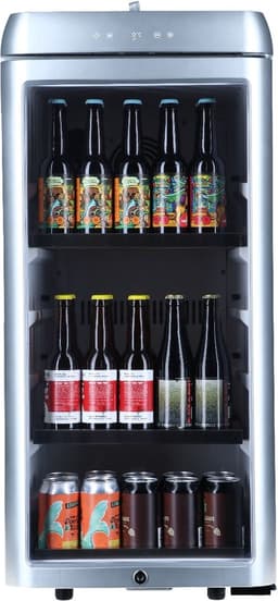 Bierkoelkast Amsterdam Zilver - glazen deur - 85 flessen - Koelkast horeca - Bier koelkast voor Thuis - Flessenkoelkast- Drank koelkast - Bierkast — thumbnail 1