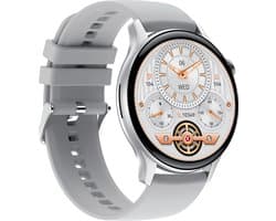 SAMTECH Smartwatch Amoled HD Pro - Heren & Dames – horloge – Geschikt voor iOS & Android - NFC, Stappenteller, Calorie Teller, Slaap meter – Grijs