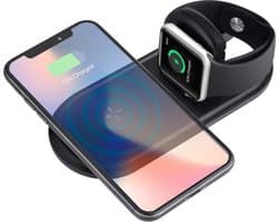 2 in 1 Docking Station Oplaadstation Draadloos Qi geschikt voor Apple iPhone / Apple Watch - Met Ingebouwde Opladers