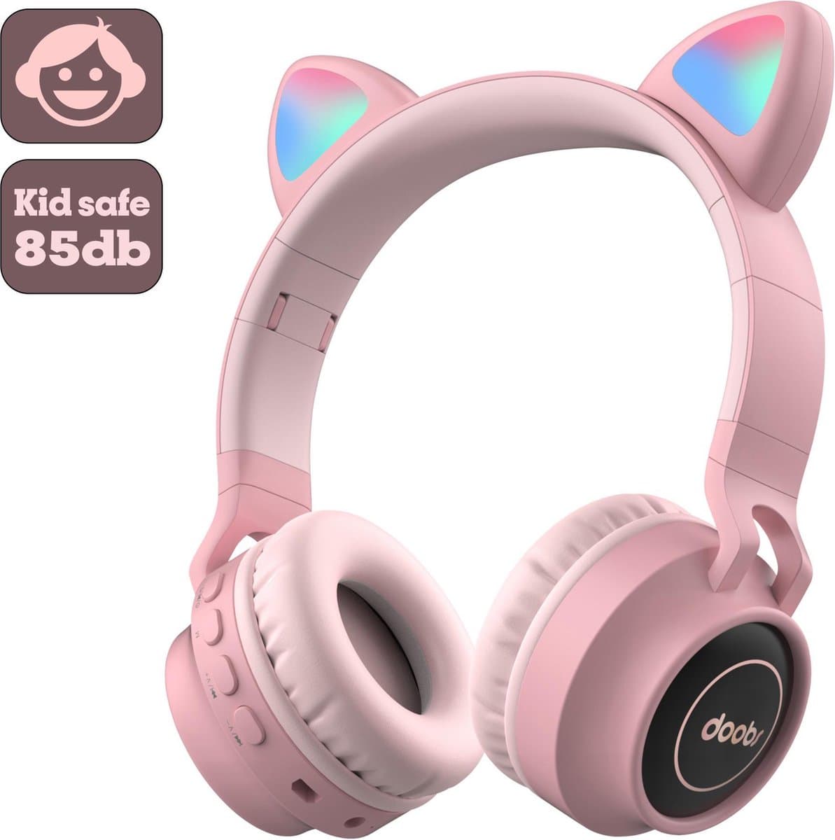 Kinder koptelefoon  Bluetooth DOBI roze - VOLUME BEGRENZING - 85DB — afbeelding 1