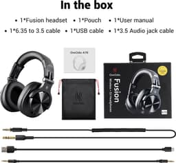 OneOdio Fusion A70 Zwart – Draadloze Over-Ear Koptelefoon – DJ & Studio – Hi-Res Audio — thumbnail 7