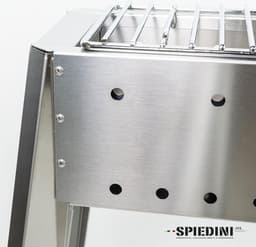 Spiedini - BBQ Miami 120 - Smalle dubbelwandige barbecue voor saté of spiesjes (120 cm) + rooster (37 cm) - Roestvrij staal — thumbnail 4