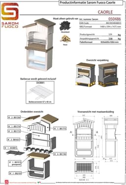 Sarom Fuoco - Betonnen barbecue - Caorle - 80 x 51.5 x 161 cm — thumbnail 2