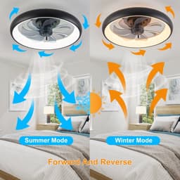 Plafond Ventilator Lamp - Smart Lamp - 50 CM - 6 Standen - Dimbaar - Zwart - Kroonluchter Ventilator - Chandelier Fan - Woonkamer Lamp - Ventilator Lampen - Eetkamer lamp - Slaapkamer lamp — thumbnail 5
