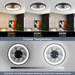 Plafond Ventilator Lamp - Smart Lamp - 50 CM - 6 Standen - Dimbaar - Zwart - Kroonluchter Ventilator - Chandelier Fan - Woonkamer Lamp - Ventilator Lampen - Eetkamer lamp - Slaapkamer lamp — thumbnail 4