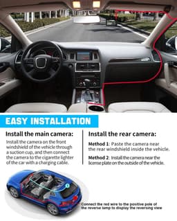 Lexium Dashcam voor auto - Dashcam - Dashcam voor auto voor en achter - Dashcam voor en achter - Dashcam voor en achter draadloos - Dual dashcam — thumbnail 5