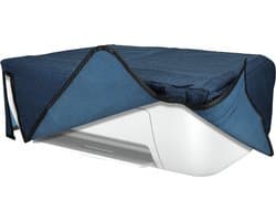 kwmobile printer hoes geschikt voor HP DeskJet 2755e / DeskJet 2720e / 2710e / 2820e / 2721e case - Linnen cover - Stofhoes voor printer in blauwgrijs