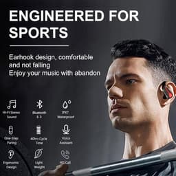 Draagbare bluetooth-hoofdtelefoon voor hardlopen met boog geluidsreductietechnologie - Ideaal voor luisteren naar muziek — thumbnail 2