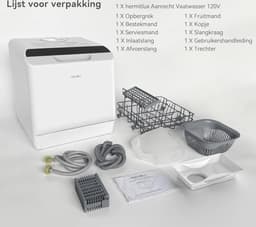 Mini Afwasmachine Tafelmodel - 43 cm Breed - Gebruik Met en Zonder Wateraansluiting - Ruimte voor 4 Besteksets - Ideaal voor Kamperen - Energieklasse F - Wit — thumbnail 8