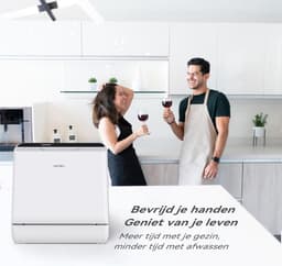 Mini Afwasmachine Tafelmodel - 43 cm Breed - Gebruik Met en Zonder Wateraansluiting - Ruimte voor 4 Besteksets - Ideaal voor Kamperen - Energieklasse F - Wit — thumbnail 9