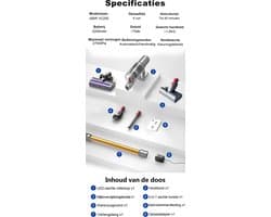 SILET® Snoerloze Steelstofzuiger - ABIR - 27000PA - Slimme Stofsensor - LED Touchscreen - Automatische Snelheidsregeling