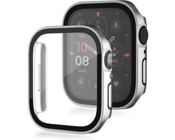 Watch case screenprotector - hoesje - gehard glas - geschikt voor Apple Series 4 / 5 / 6 / SE / SE 2 met case size 44 mm - zilver