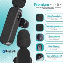 Strolox® Draadloze Microfoon - 2 Stuks - Lavalier - Windshields - Dasspeld - Lange Batterij - USB-C/Lightning - Plug & Play — thumbnail 7