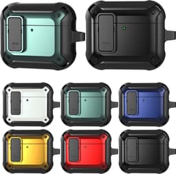 Telestore - Hoesje geschikte voor AirPods 4 - TPU hybride hoesje Beschermhoes - Shockproof AirPods 4 Cover - AirPods 4 Hoesje - Geschikt voor Apple Airpods 4 - zwart - hard en TPU cover met sleutelhanger — thumbnail 3