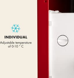 Klarstein PopLife Drankenkoeler - Minibar, Retro Koelkast, 0-10°C, slechts 39 dB, 48 L, milieuvriendelijk, dubbelwandige deur, retro design, rood — thumbnail 11