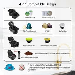 HiBrew 3 in 1 koffiezetapparaat - Senseo – Koffiemachine – Meerdere Capsules – Koffiepadmachine - Heet/Koud – 19Bar – 1450W – Zwart — thumbnail 5