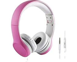 Koptelefoon kinderen met draad en microfoon Roze - Geschikt voor jou kind met kabel max 85 db - Koptelefoons in blauw en roze verkrijgbaar - Hoofdtelefoon met verstelbare beugel