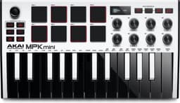 Akai Professional MPK Mini MK3 - 25 toetsen USB MIDI-keyboardcontroller met 8 verlichte drumpads, 8 knoppen, muziekproductiesoftware en Native Instruments Sound Package (NKS-integratie), Wit — thumbnail 3