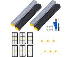 Reserveonderdelen geschikt voor iRobot Roomba 860 865 870 880 896 960 966 971 976 980 981, borstels accessoires voor Roomba 800 900-serie, 2 sets rubberen borstel, 6 filters HEPA, 6 zijborstel