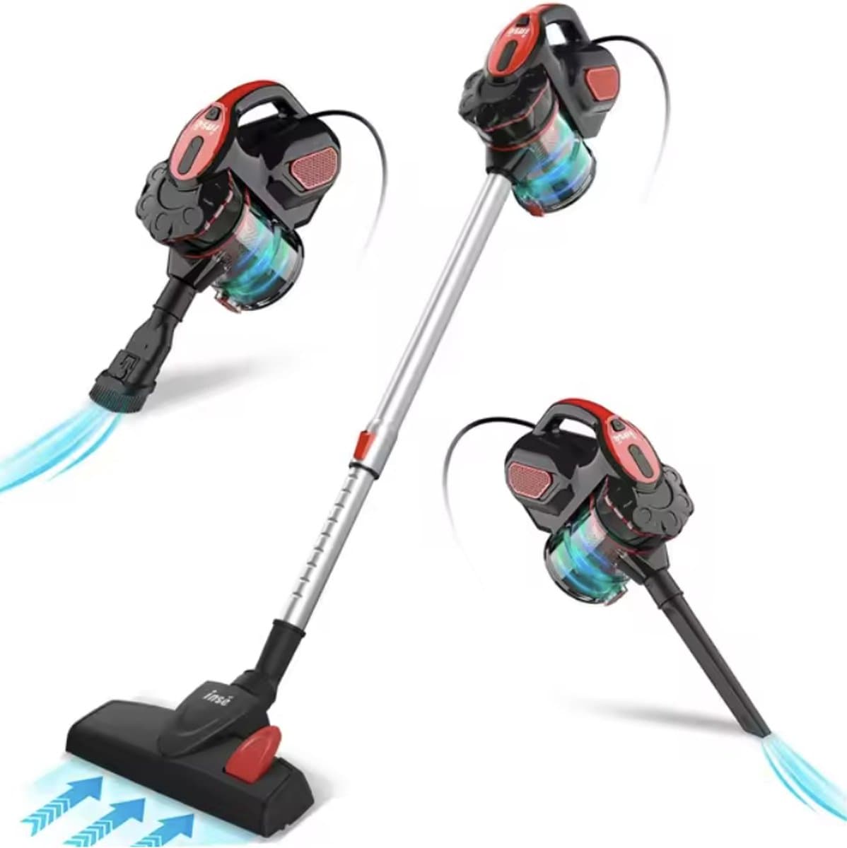 J&R Steelstofzuiger - Stofzuiger - Met draad - Stofzuiger en handstofzuiger - 2in1 - 600W - 18kPa - Rood — afbeelding 1