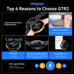 Maoo GTR Serie 2 Smartwatch Dames - Stainless Steel en TPU bandje - Stappenteller - Hartslagmeter - Slaapmonitor - Multisport - Geschikt voor Android en iOS - Roze — thumbnail 5