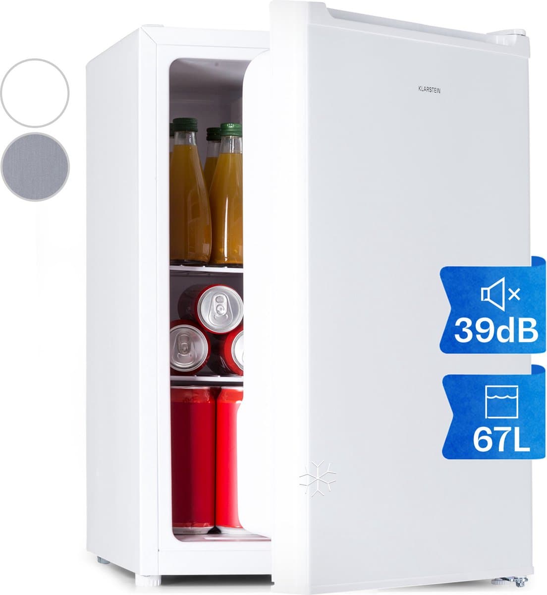 Klarstein Mini Koelkast, Retro Mini Koelkast met Vriesvak, 67 Liter Kleine en Compacte Drankkoelkast, Kleine Koelkast met Uitneembare Planken, Indoor/Outdoor Stille Koelkast — afbeelding 1