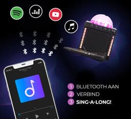 Denver Karaoke Set Kinderen & Volwassenen - Discolichten - Bluetooth - Incl. Microfoon - Speaker Party Box - Partybox - BTM618 — thumbnail 4