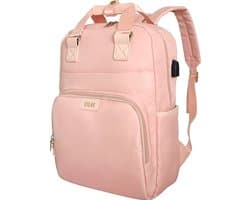 ZILOU® Laptop Rugzak - Laptoptas 15.6 inch - Anti Diefstal Rugtas - Schooltas - met USB - Dames en Heren - Meisjes - Jongens - 30L - Roze