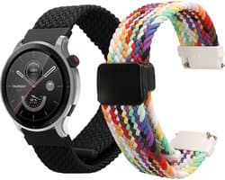 kwmobile 2x smartwatch polsband geschikt voor Huami 22mm Amazfit Bip 6 / Bip 5 Unity / Bip 5 / GTS 3 / Balance 2 / Helio Strap bandje - Horlogeband met magneetsluiting - Sporthorloge band in zwart / meerkleurig