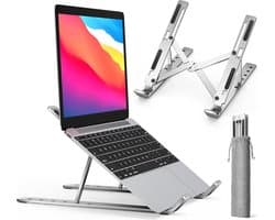 Verstelbare Laptop Standaard – Ergonomisch, Opvouwbaar, Aluminium, Voor Laptops tot 17,6 inch - Zilver